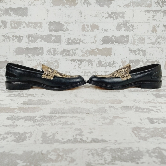 New VINNY'S Townee Panelled Snake-Effect Leather Penny Loafers B314 - Picture 7 of 14